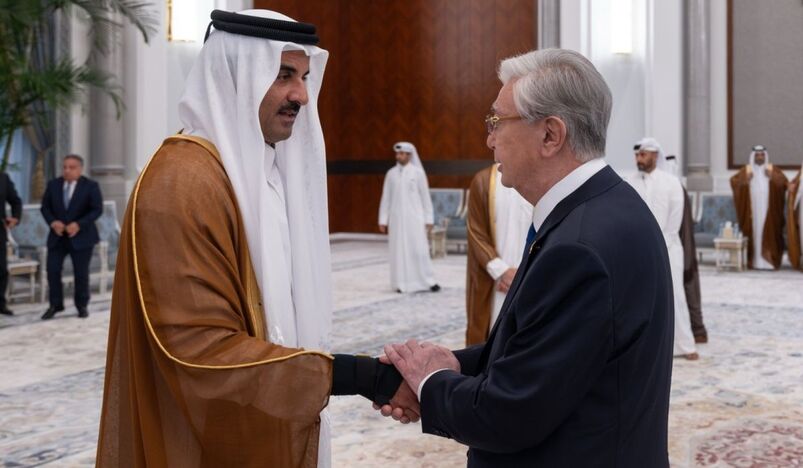 HH the Amir Meets Kazakhstan President as Global Leaders Pay Tribute to Father Amir